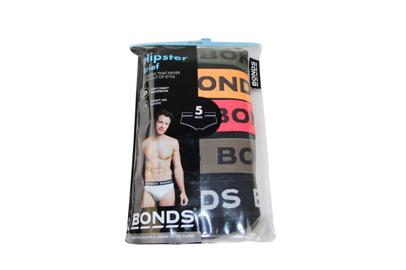 Mens Bonds 5 Pairs Hipster Brief Underwear Mens Briefs Size + Tracking