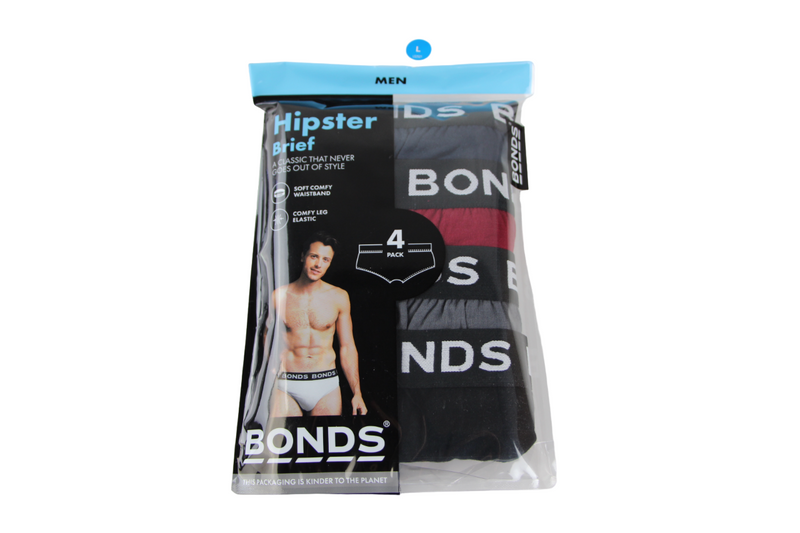 4 Pack Mens Bonds Hipster Briefs Underwear Multi with Black Band