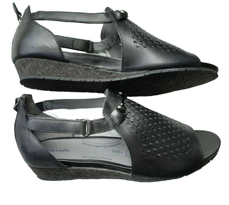 Womens Homyped Florence Black Sandals Slip On Shoes Flats