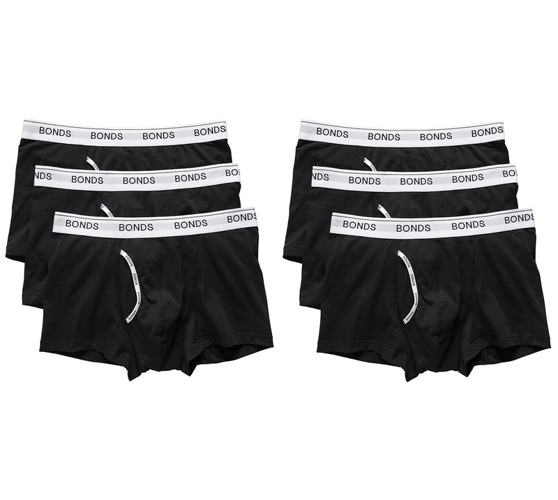 6 x Bonds Guyfront Trunks Mens Underwear Undies Black/White