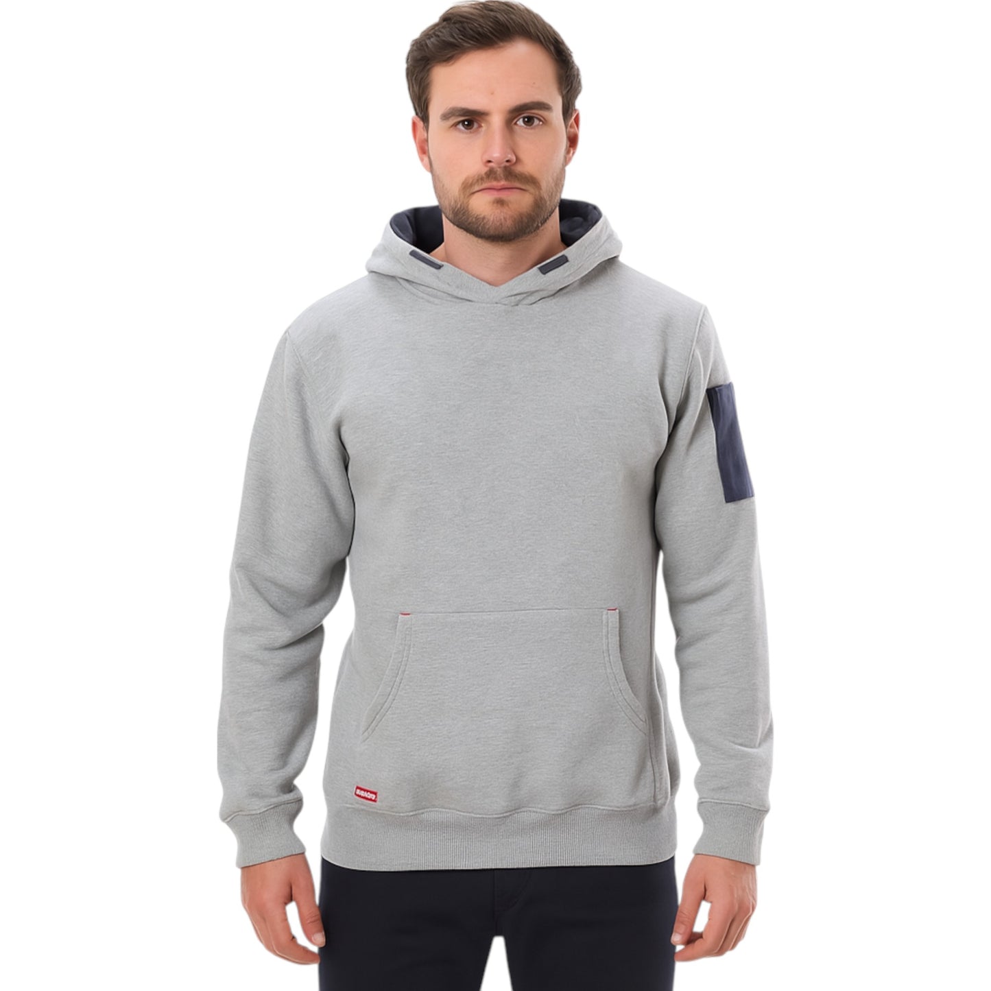 Mens Hard Yakka Workwear Fleece Hoodie Grey Marle
