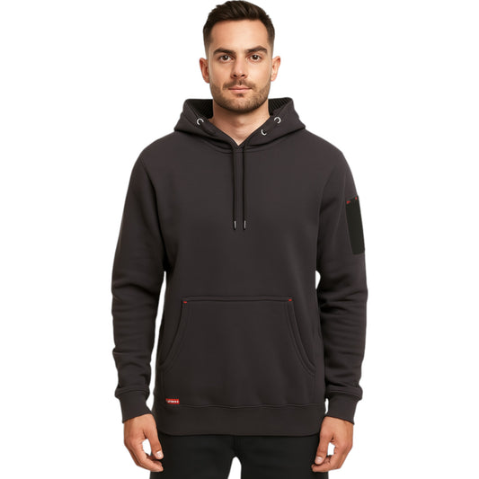 Mens Hard Yakka Workwear Fleece Hoodie Charcoal