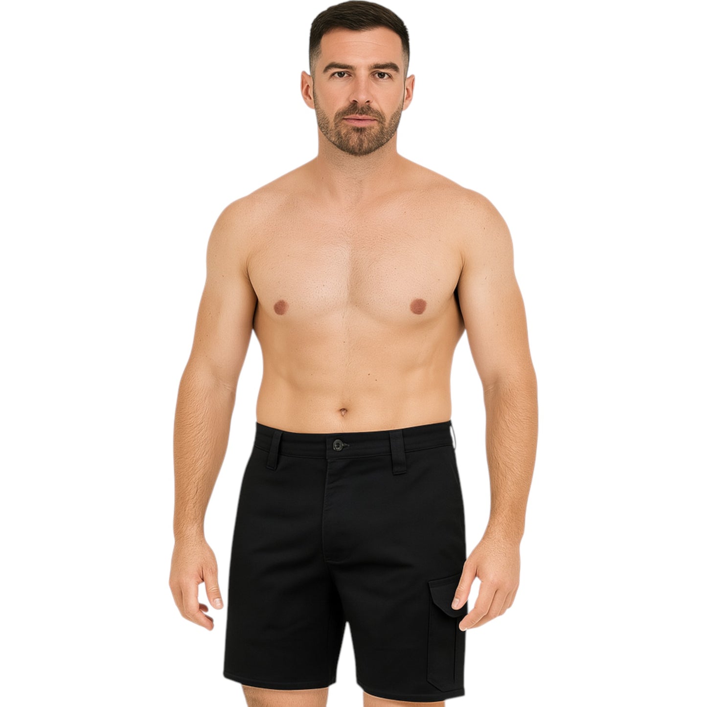 Mens Hard Yakka Core Basic Stretch Drill Cargo Shorts Black