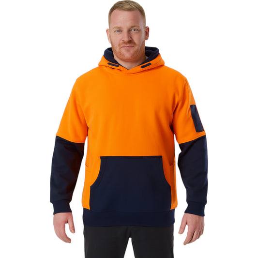 Mens Hard Yakka Hi Vis 2 Tone Fleece Hoodie Orange/Navy