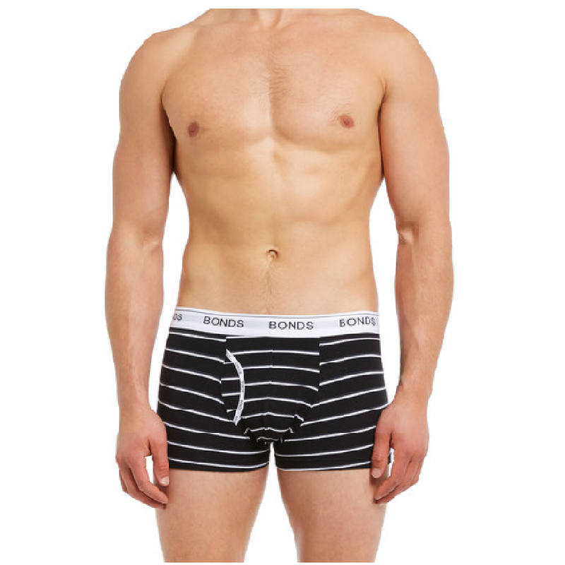 12 X Bonds Mens Guyfront Trunks Underwear Black / Grey Stripe