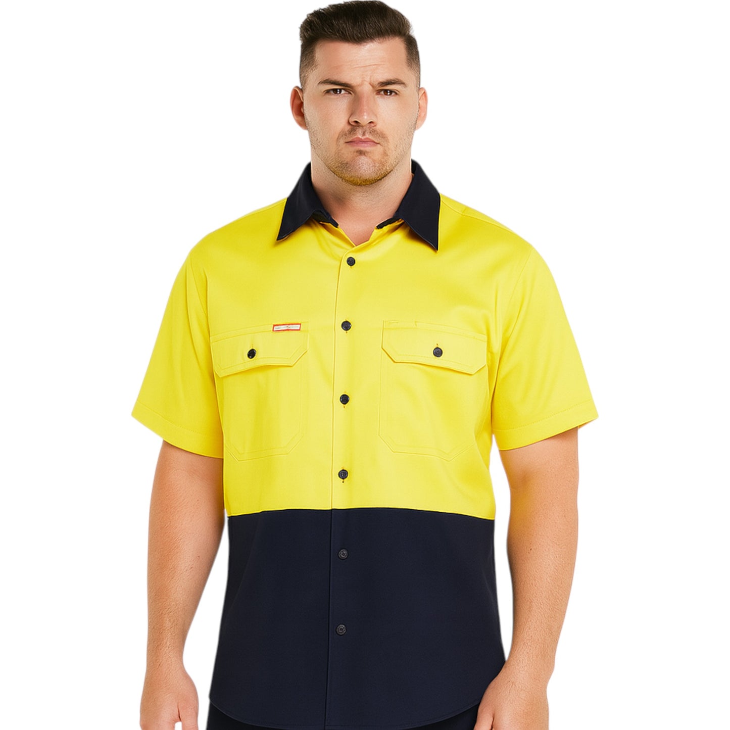 Mens Hard Yakka Core Hi Vis 2 Tone Shirt Yellow / Navy