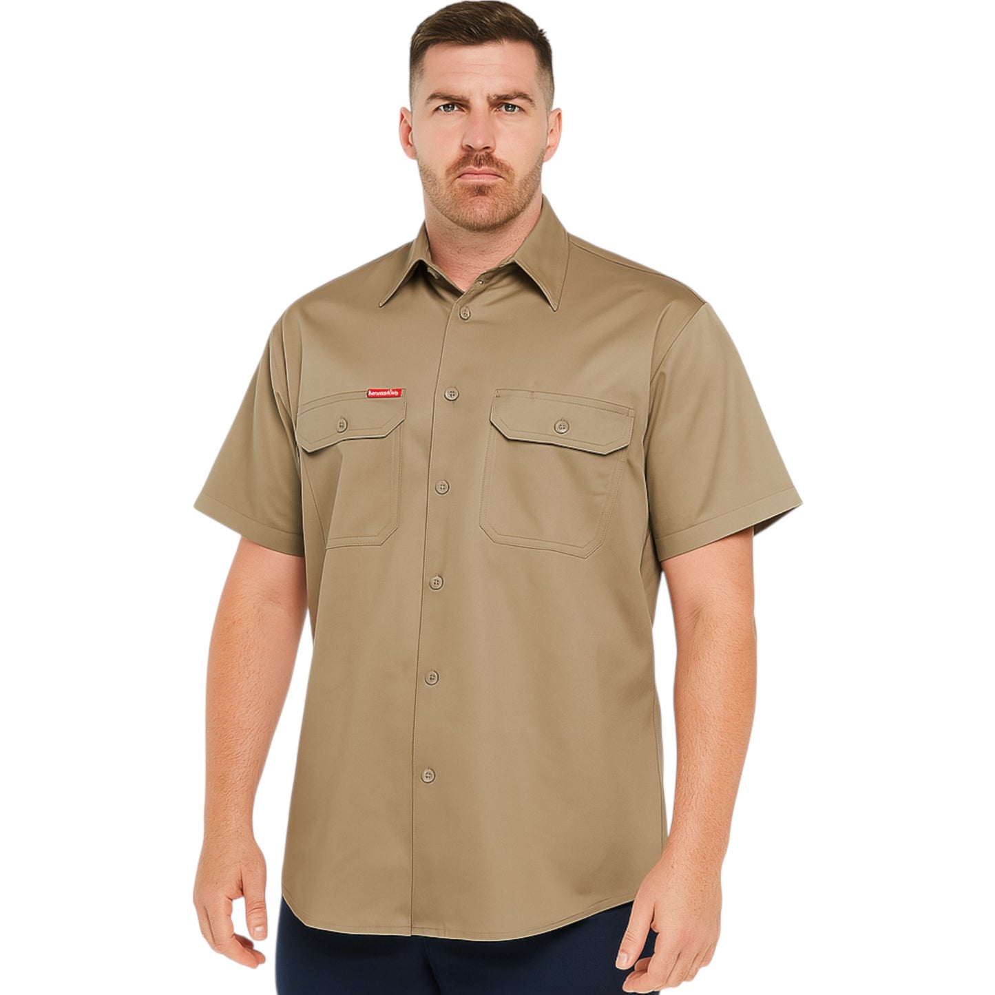 Mens Hard Yakka Lightweight Drill Ventilated Shirt Khaki