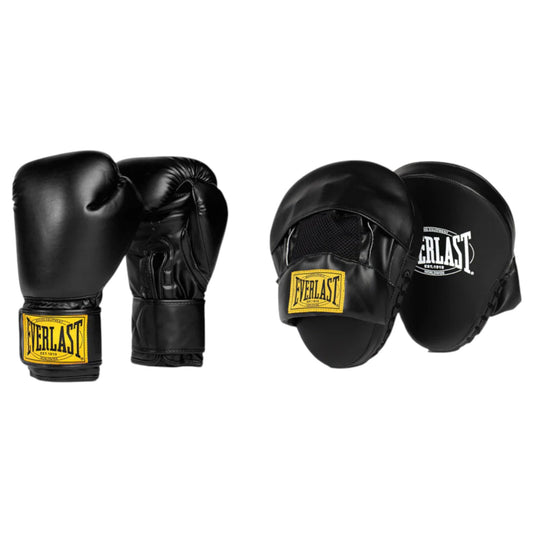 Unisex Adults Everlast 1910 Gloves & Focus-Mitt Combo Boxing Gloves Black/Yellow