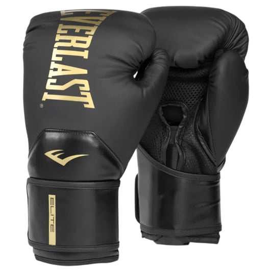 Unisex Adults Everlast Elite 2 Boxing Gloves Black/Gold