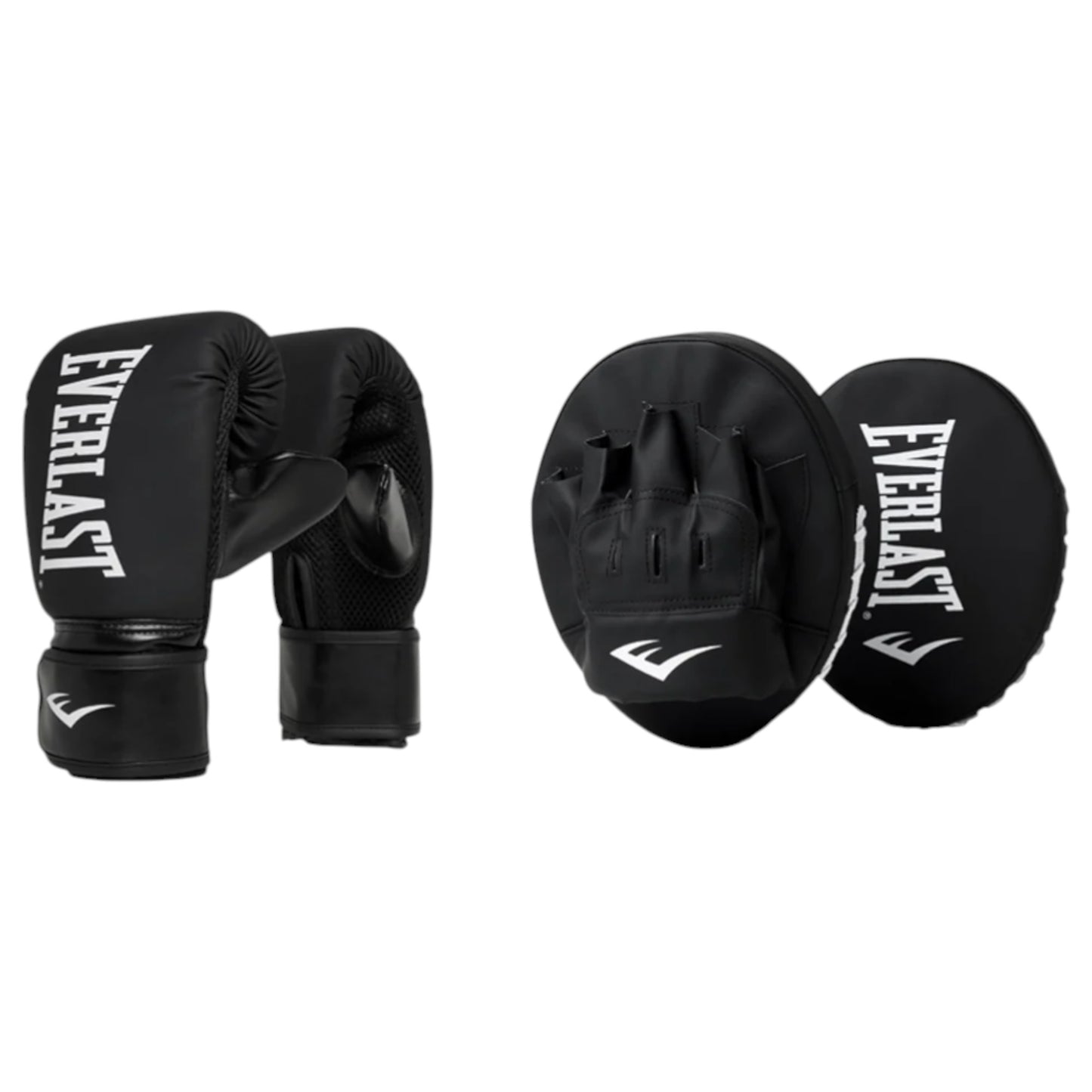 Unisex Adults Everlast Elite Tempo Cardio Gloves & Focus-Mitt Combo Boxing Gloves Black/White