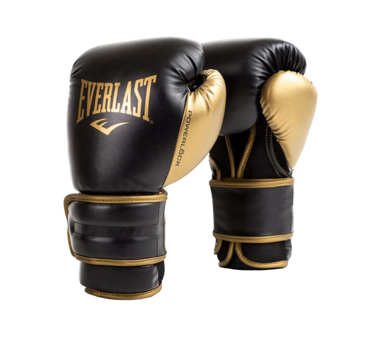 Unisex Adults Everlast Powerlock2 16oz Boxing Gloves Black / Gold