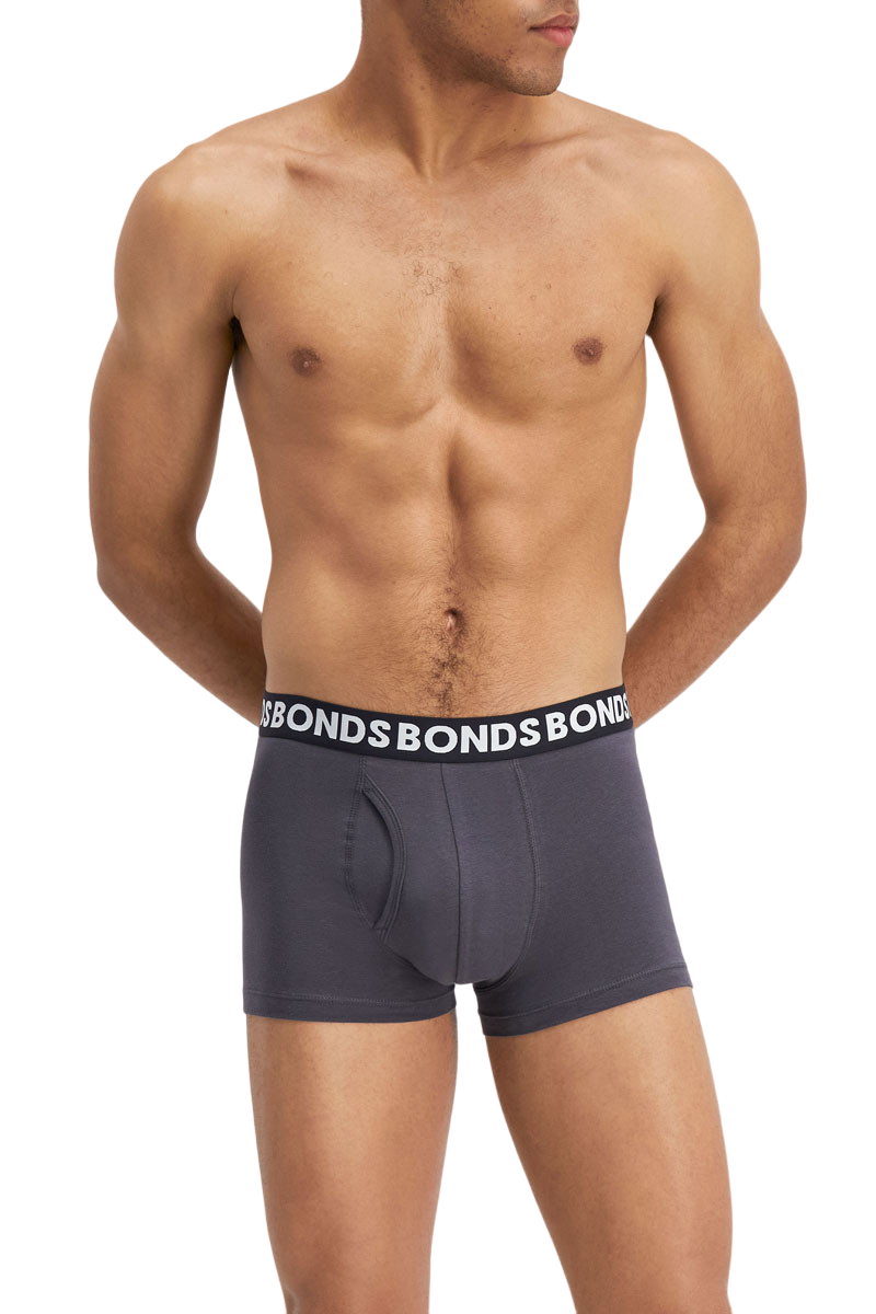 15 X Mens Bonds Everyday Trunks Underwear Black Stripe / Charcoal / Black