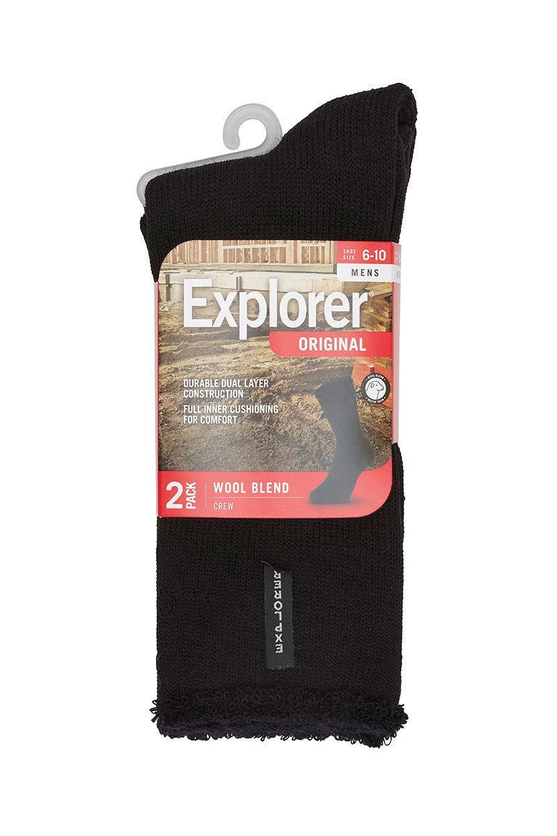 10 x Mens Bonds Explorer Original Crew Wool Blend Black Socks