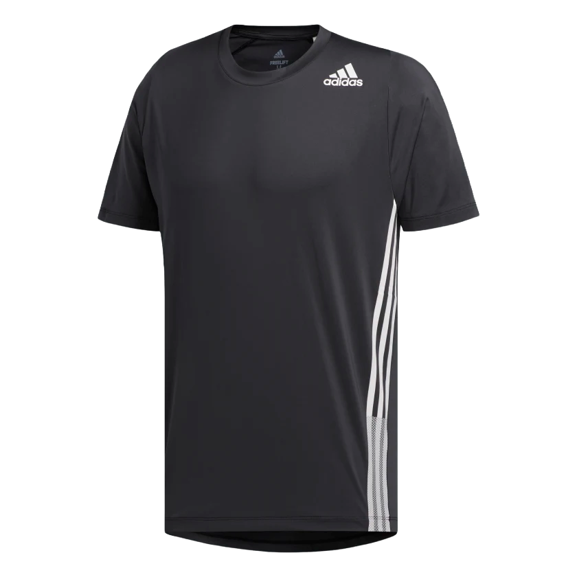 Mens Adidas Freelift 3-Stripes T-Shirt Black/White