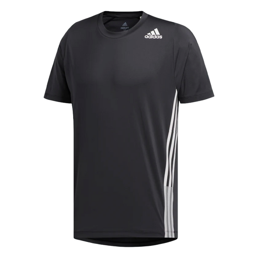 Mens Adidas Freelift 3-Stripes T-Shirt Black/White