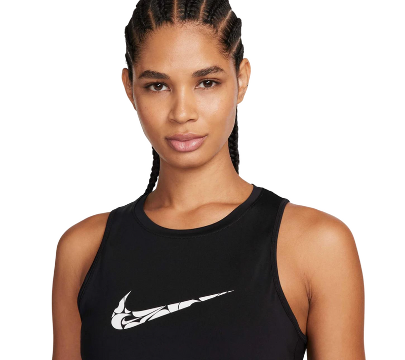 4 x Womens Nike One Swoosh Graphic Running Tank Top Black Singlet