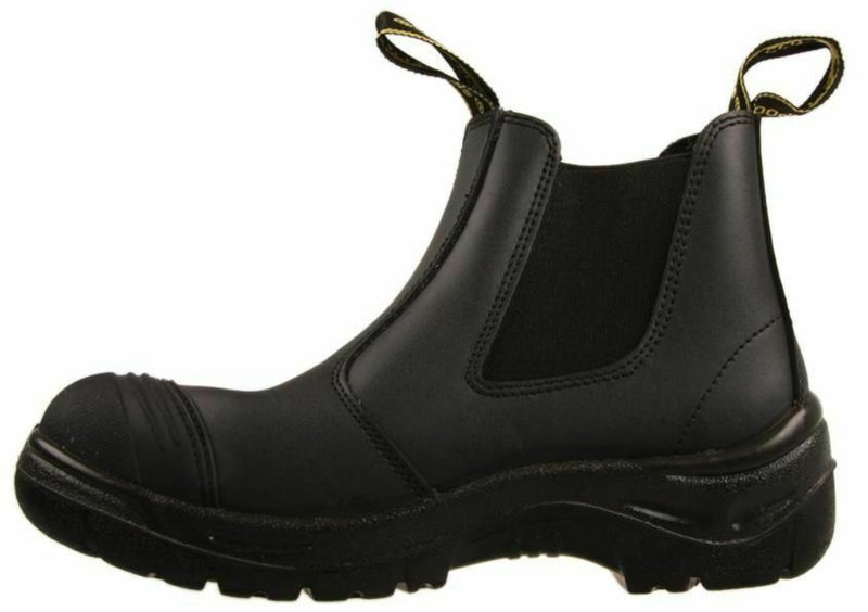 Woodlands Foreman Mens Steel Cap Safety Pull On Work Black Leather Boots