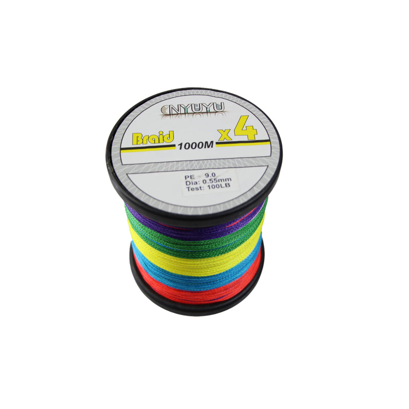 5 x Braid Fishing Line Multicoloured 1000M-10Lb 20Lb 30Lb 40Lb 50Lb 60Lb 80Lb