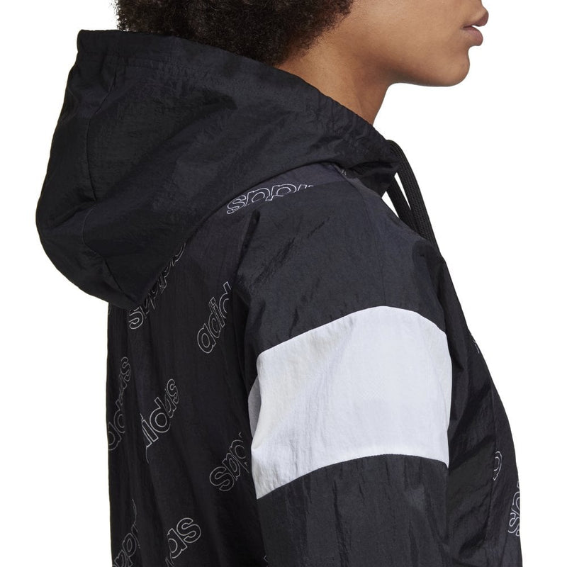 2 x Adidas Womens Black Graphic Windbreaker Jacket Zip Up