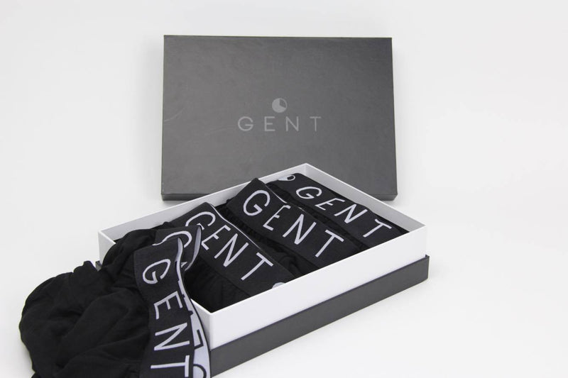 24 Pairs Gent Underwear Black Bamboo Trunks + Gift Box