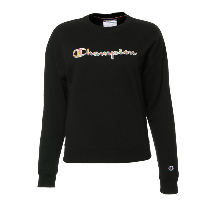 Womens Champion Powerbend Black Relaxed Crew Neck Jumper