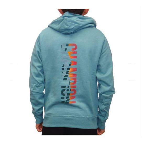 Mens Champion Powerblend Graphic Hoodie Aqua Tonic
