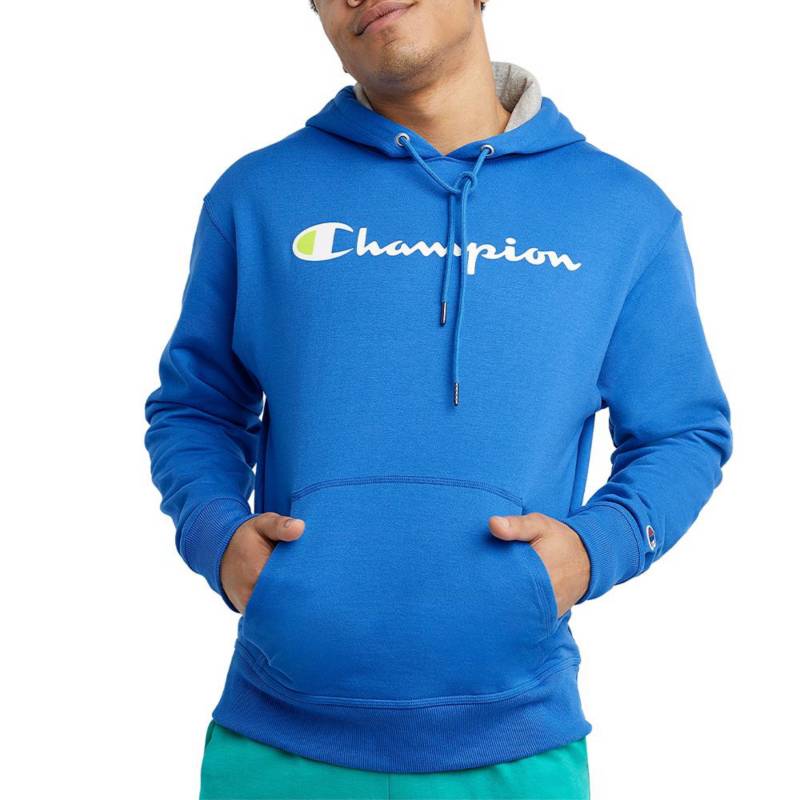 Mens Champion Powerblend Graphic Hoodie Bright Royal