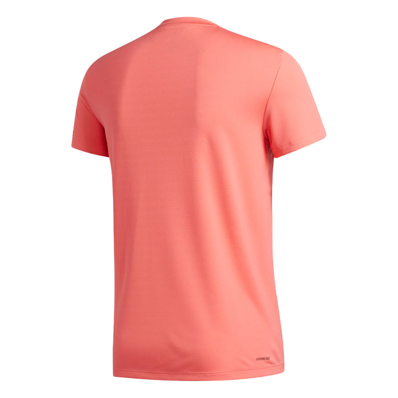 Adidas Mens Red Aeroready 3-Stripes Sport Training Athletic Tee