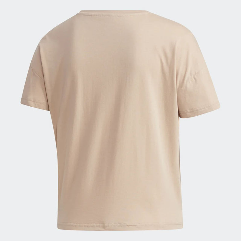Adidas Womens Beige U4u Cropped Athletic Tee T-Shirt