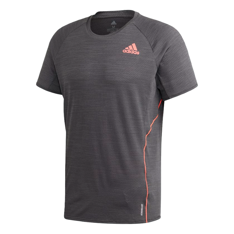 Adidas Mens Solid Grey Runner Athletic Comfy Tee T-Shirt