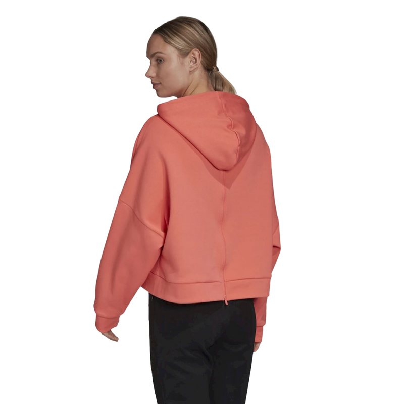 Adidas Womens Pink/White Graphic Back Comfy Back-Zip Hoodie