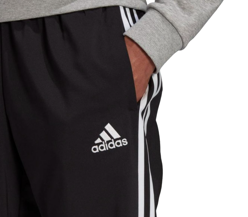 Adidas Mens Aeroready Essentials Tapered Cuff Woven 3-Stripes Black Pants