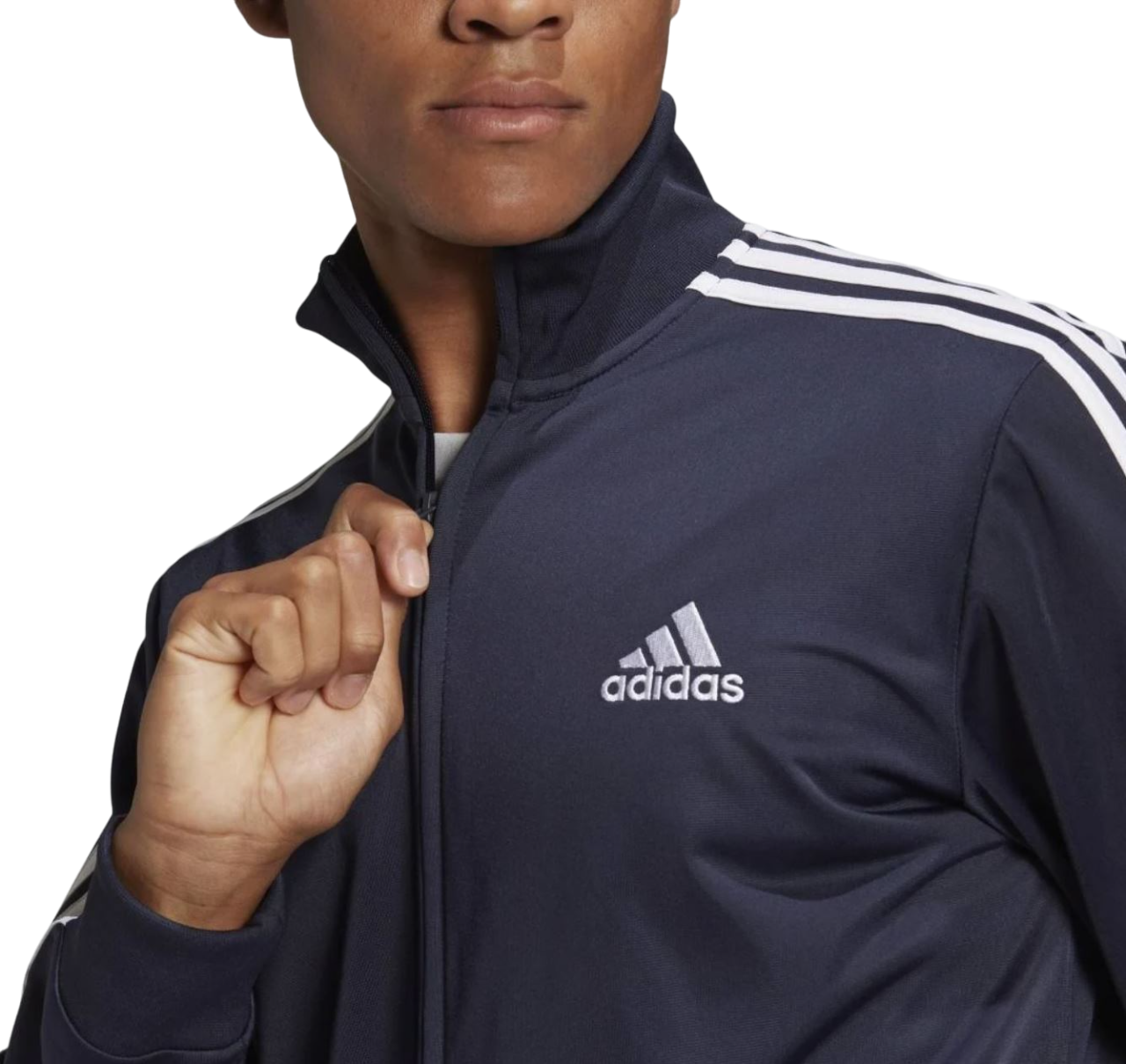 Mens Adidas Essentials 3 Stripes Tracksuit Navy