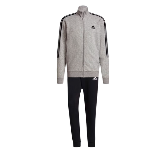 Mens Adidas Aeroready Essentials 3 Stripes Tracksuit Grey/Black