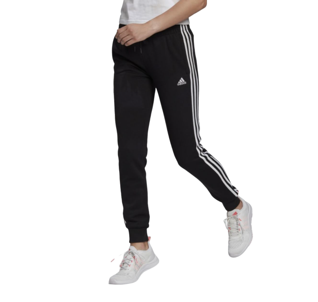 Womens Adidas Essentials French Terry Logo 3-Stripes Trackies Black