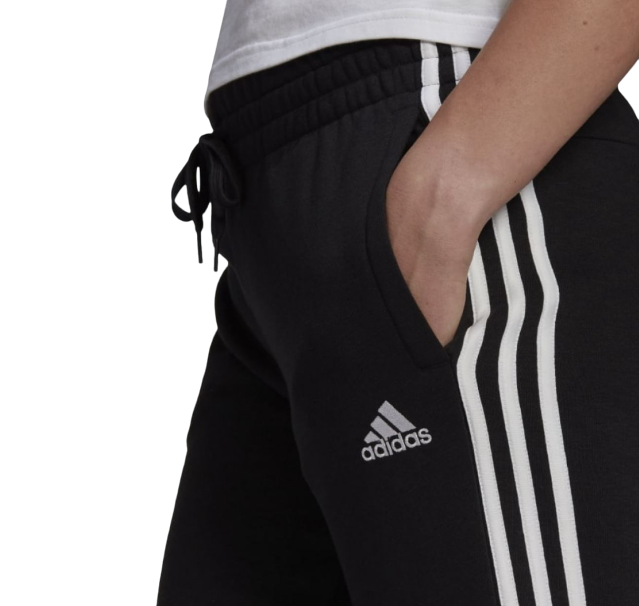 Womens Adidas Essentials French Terry Logo 3-Stripes Trackies Black