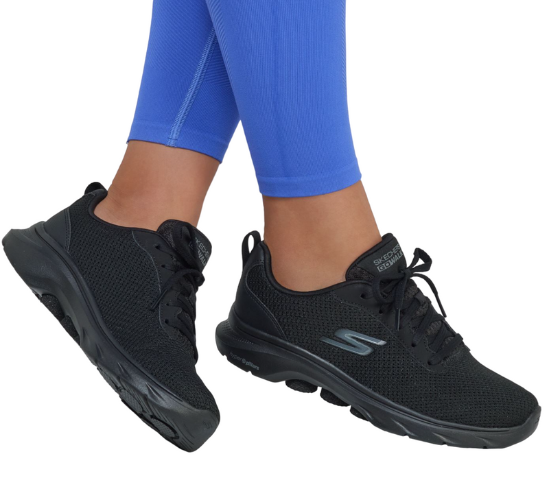 Womens Skechers Go Walk 7- Clear Path Black/ Black Walking Shoes