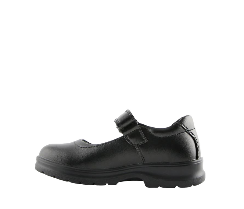 Grosby Ella Jnr 2 Black Girls Kids Leather Slip On Shoes