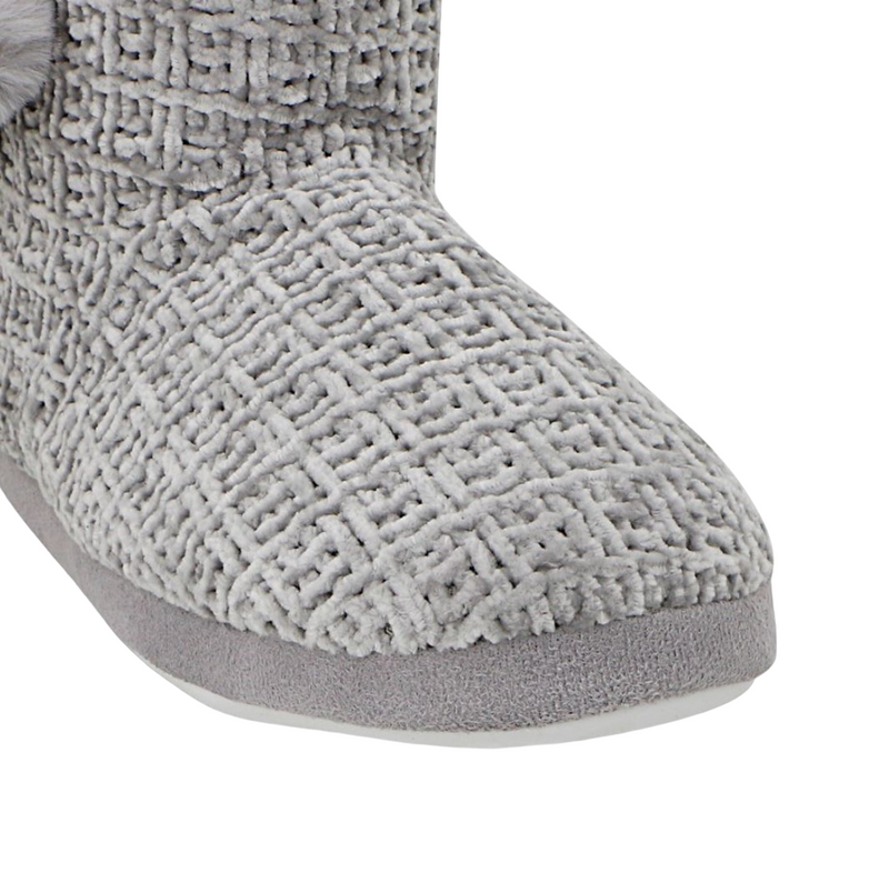 Womens Grosby Davina Knit Boot Slippers Grey Slip On Casual Shoes