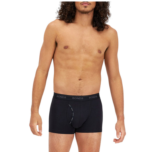 Mens Bonds Guyfront Luxe Trunks Underwear Black