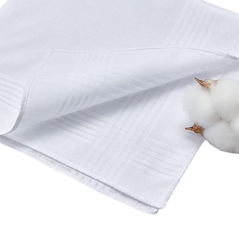 12 Pieces X White Mens 100% Cotton Handkerchiefs Work Business Hankies Hanky