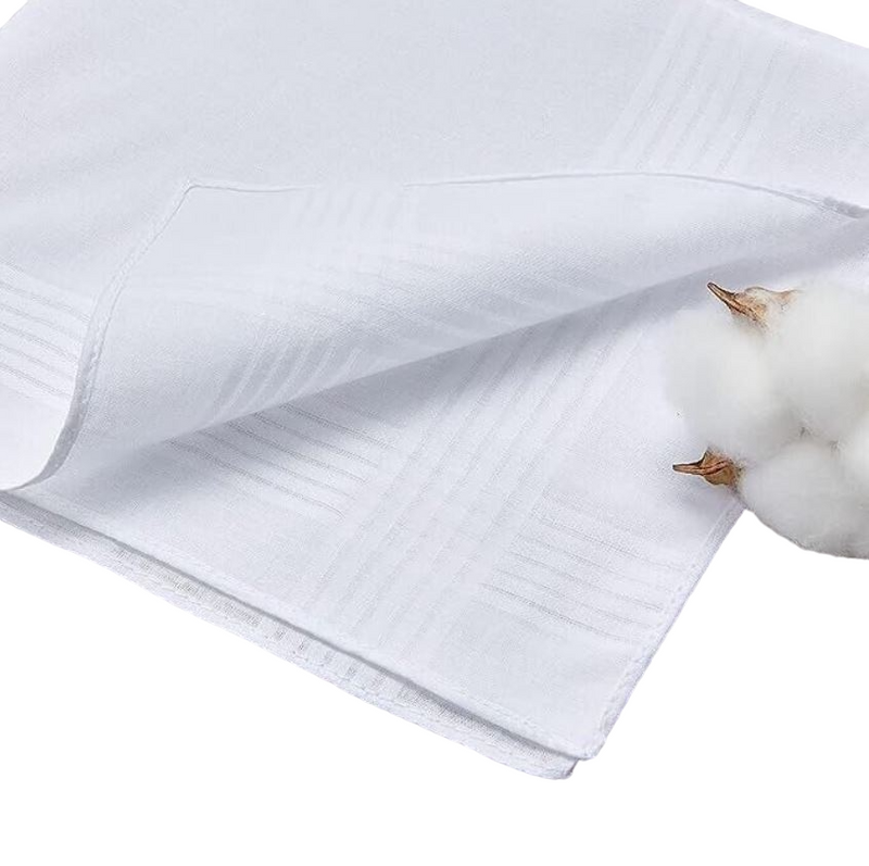 6 Pieces X White Mens 100% Cotton Handkerchiefs Work Business Hankies Hanky