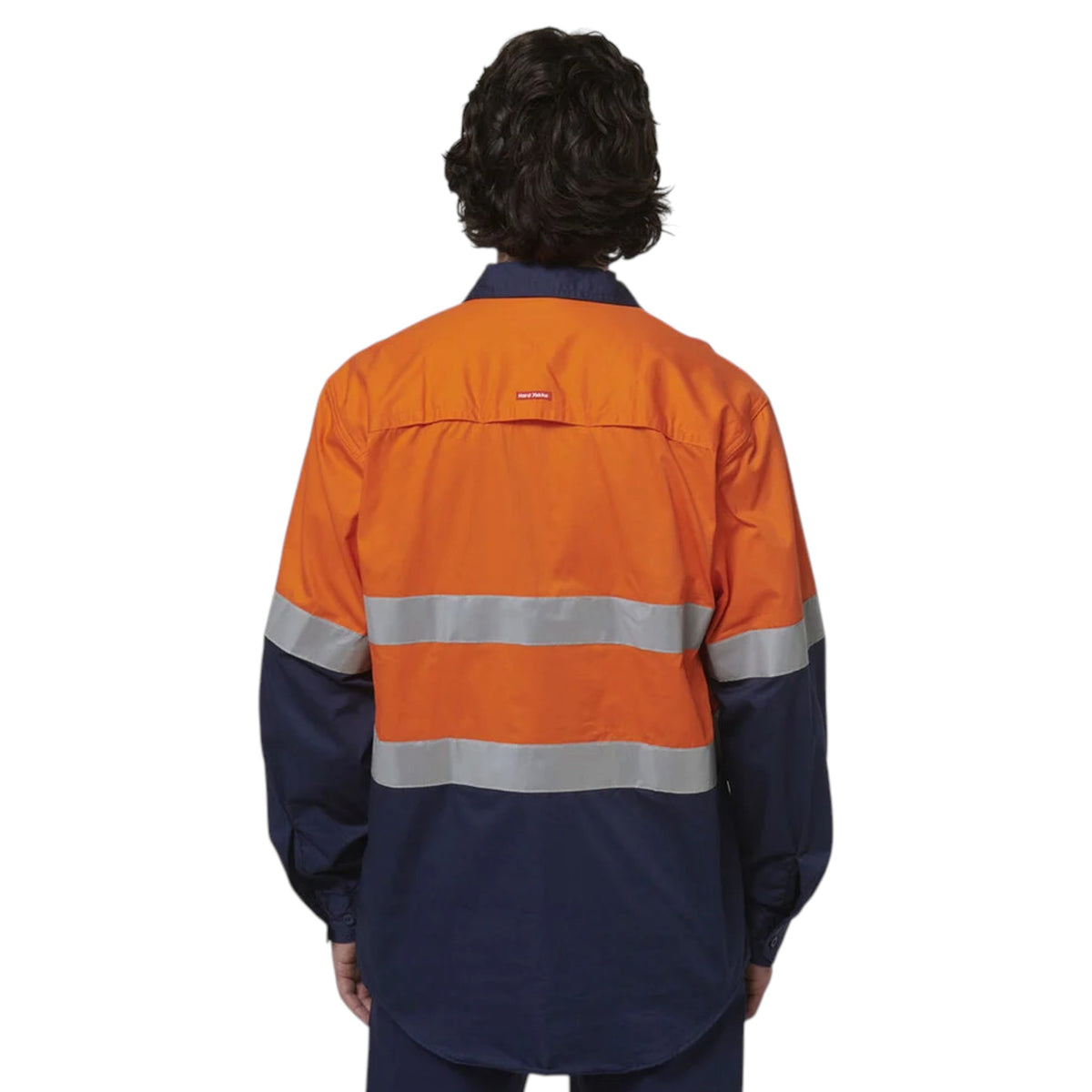 Mens Hard Yakka Core Hi-Vis Long Sleeve 2 Tone Taped Vented Cotton Long Sleeve Shirt Orange