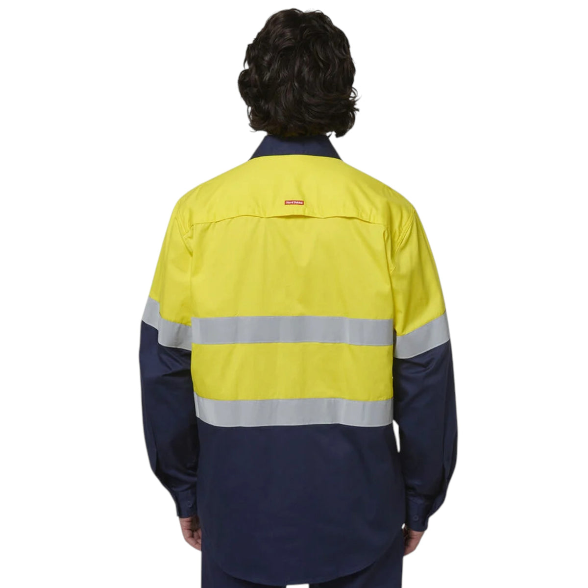Mens Hard Yakka Core Hi-Vis Long Sleeve 2 Tone Taped Vented Cotton Long Sleeve Shirt Yellow