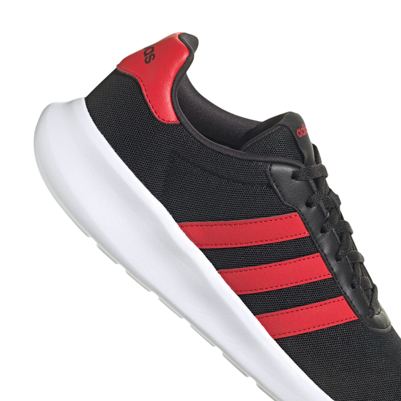 Adidas Mens Lite Racer 3.0 Black/ Red Athletic Running Shoes