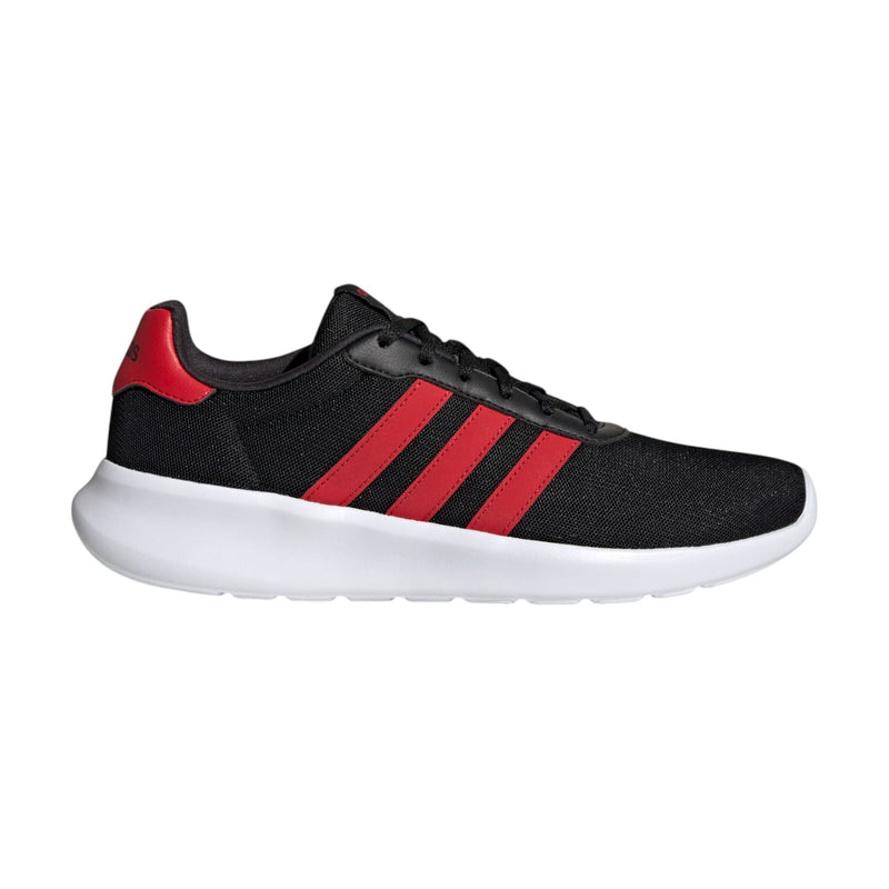 Adidas Mens Lite Racer 3.0 Black/ Red Athletic Running Shoes