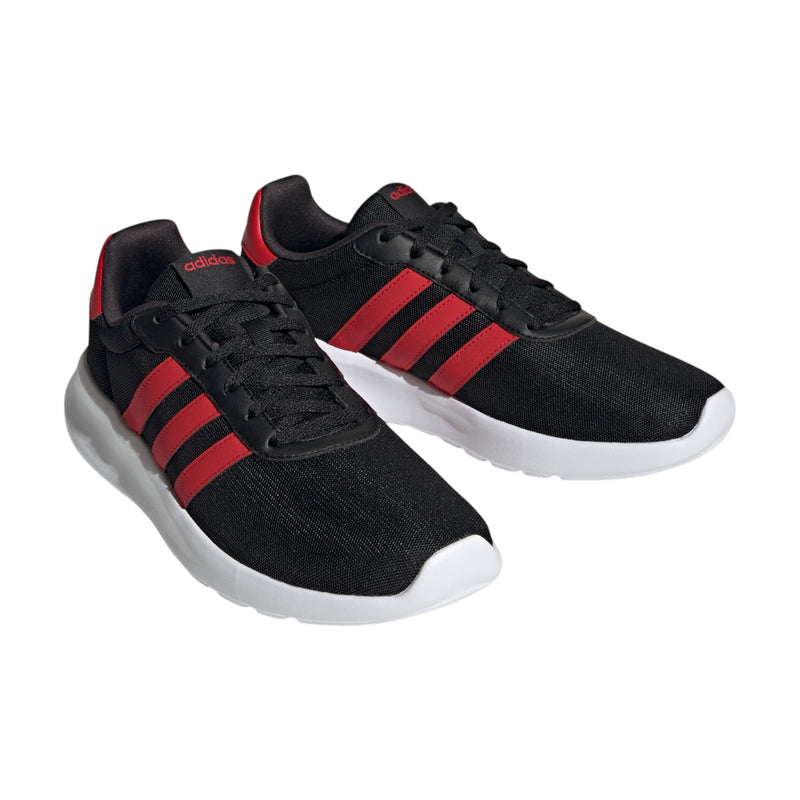 Adidas Mens Lite Racer 3.0 Black/ Red Athletic Running Shoes