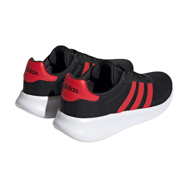 Adidas Mens Lite Racer 3.0 Black/ Red Athletic Running Shoes