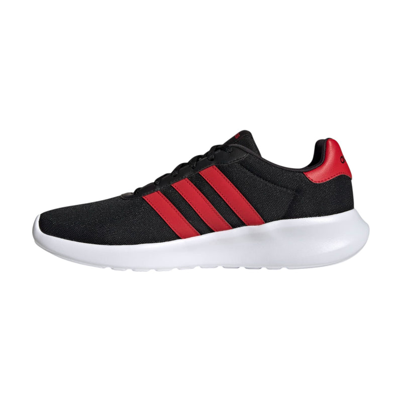 Adidas Mens Lite Racer 3.0 Black/ Red Athletic Running Shoes