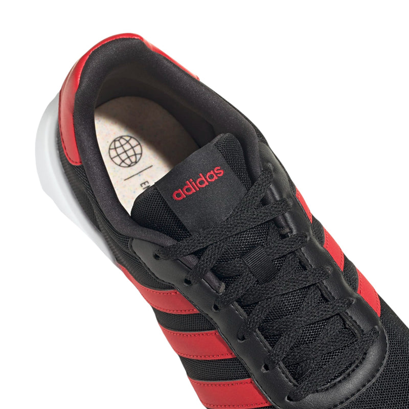 Adidas Mens Lite Racer 3.0 Black/ Red Athletic Running Shoes